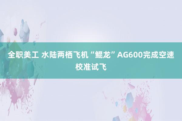 全职美工 水陆两栖飞机“鲲龙”AG600完成空速校准试飞